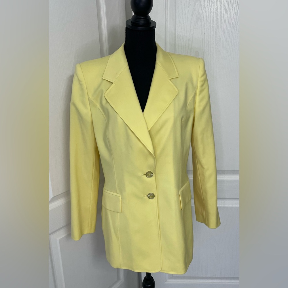 ESCADA blazer jacket lemon yellow wool EU 40 fits US 8 10 vintage Margaretha Ley